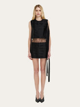 Ferragamo Black Silk Mini Dress with Lace Detail