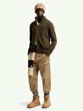 Moncler Olive Green Cashmere and Wool Zip-Up Cardigan