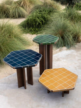 House of Capricorn Lisboa Blue Ceramic Tile and Ash Wood Dining Table