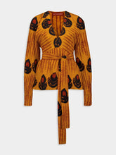 Altuzarra Orange Tullius V-Neck Long-Sleeved Top