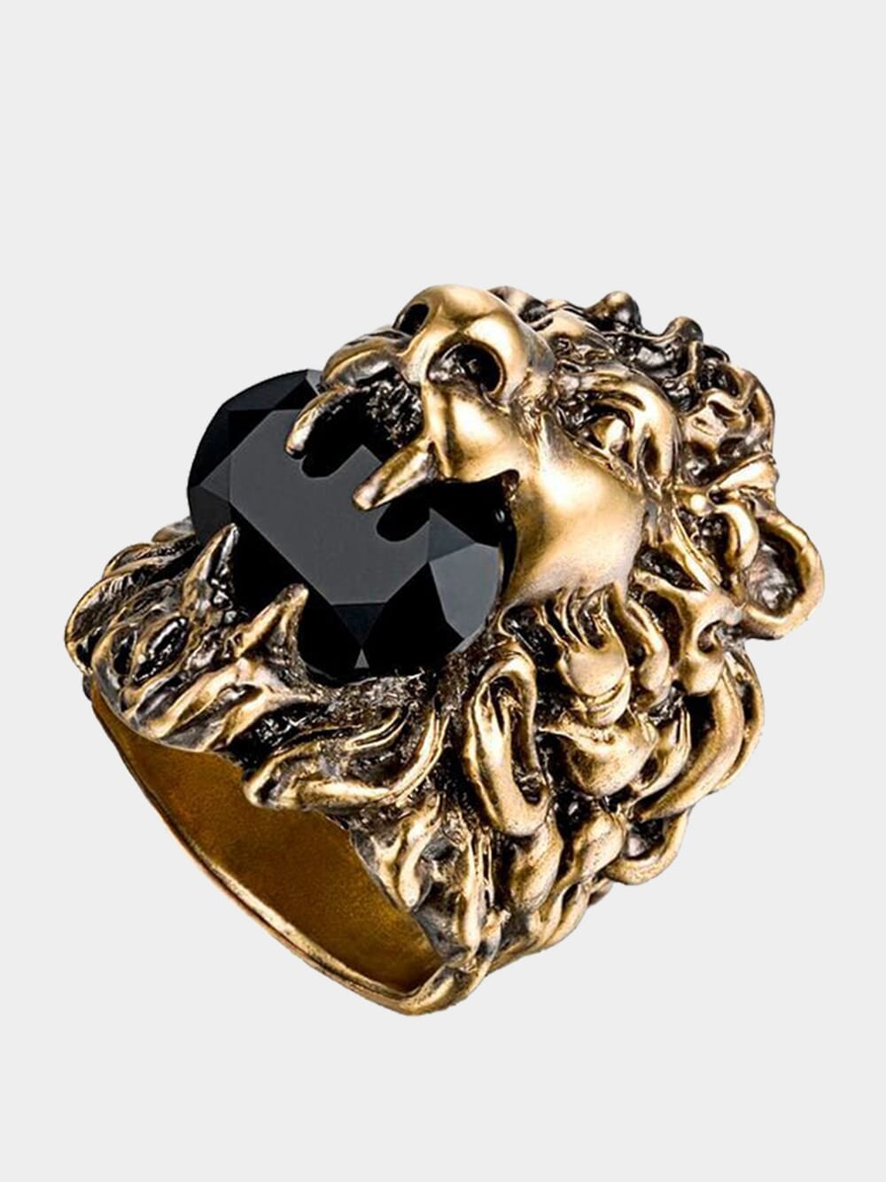 Gucci Lion Head Ring Old Gold/Black | Fashion Clinic