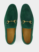 Gucci Jordaan Green Suede Loafers