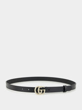 Black Leather GG Marmont Thin Belt