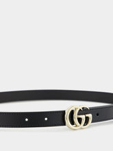 Gucci Black Leather GG Marmont Thin Belt