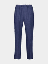 Piacenza 1733 Blue Linen Straight-Leg Trousers