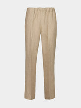 Piacenza 1733 Beige Linen Straight-Leg Trousers