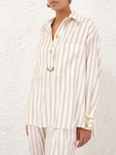 Zimmermann Cream Illuminate Gold Striped Shirt