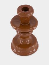 Pomax Chocolate Aluminium Turret Candle Holder