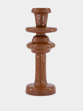 Pomax Chocolate Aluminium Turret Candle Holder