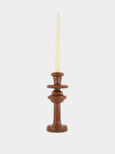 Pomax Chocolate Aluminium Turret Candle Holder