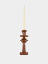 Pomax Chocolate Aluminium Turret Candle Holder