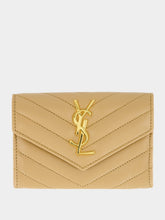 Saint Laurent Cassandre Envelope Wallet in Natural Tan Lambskin