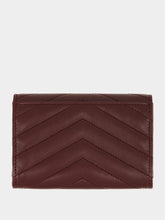Saint Laurent Rouge Cabernet Cassandre Quilted Lambskin Wallet