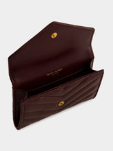 Saint Laurent Rouge Cabernet Cassandre Quilted Lambskin Wallet