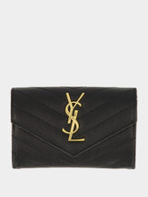 Saint Laurent Cassandre Matelassé Small Envelope Wallet in Black Leather