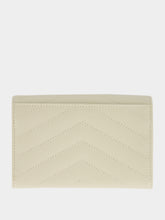 Saint Laurent Cream Small Leather Envelope Wallet