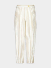 Zimmermann Cream Gold Stripe Illuminate Linen-Blend Trousers