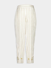 Zimmermann Cream Gold Stripe Illuminate Linen-Blend Trousers