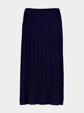 Zimmermann Navy Pleated Lurex Ribbed Midi Skirt