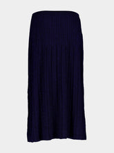 Zimmermann Navy Pleated Lurex Ribbed Midi Skirt