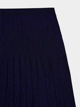 Zimmermann Navy Pleated Lurex Ribbed Midi Skirt