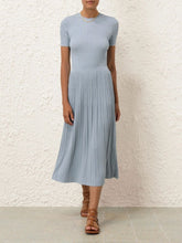 Zimmermann Blue Lurex Waverly Rib Midi Skirt