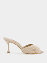 Pirua Beige Suede Ruched Open Toe Mules