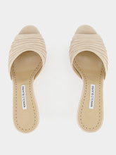 Manolo Blahnik Pirua Beige Suede Ruched Open Toe Mules