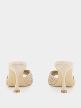 Manolo Blahnik Pirua Beige Suede Ruched Open Toe Mules