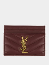 Saint Laurent Rouge Cabernet Cassandre Quilted Lambskin Card Case