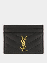 Saint Laurent Cassandre Matelassé Card Case in Black Leather