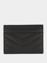 Saint Laurent Cassandre Matelassé Card Case in Black Leather
