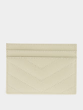 Saint Laurent White Cassandre Matelassé Card Holder