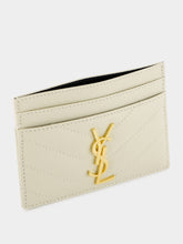 Saint Laurent White Cassandre Matelassé Card Holder