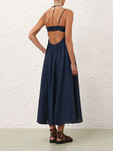 Zimmermann Dark Blue Ascension Twist Front Linen Dress