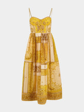 Zimmermann Mustard Bandana Lucky Corset Midi Dress