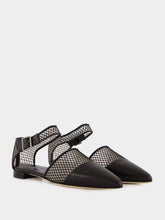 Manolo Blahnik Black Nappa Leather Ankle Strap Flat Pumps