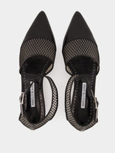 Manolo Blahnik Black Nappa Leather Ankle Strap Flat Pumps