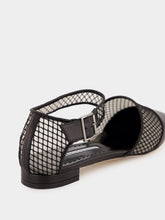 Manolo Blahnik Black Nappa Leather Ankle Strap Flat Pumps