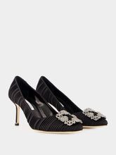 Manolo Blahnik Black Satin Hangisi Pumps