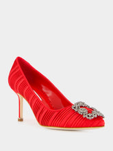 Manolo Blahnik Red Satin Hangisi Pumps