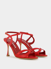 Manolo Blahnik Red Calf Leather Ankle Strap Sandals