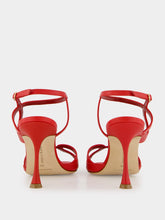 Manolo Blahnik Red Calf Leather Ankle Strap Sandals