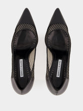 Manolo Blahnik Black Nappa Leather Pointed Toe Pumps with Mesh Detail