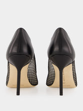 Manolo Blahnik Black Nappa Leather Pointed Toe Pumps with Mesh Detail