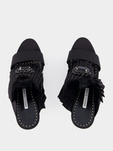 Manolo Blahnik Black Silk Danteuil Pleated High-Heel Mules