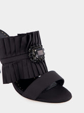 Manolo Blahnik Black Silk Danteuil Pleated High-Heel Mules
