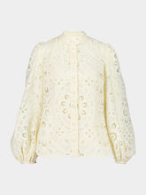 Zimmermann Ivory Rhiannon Embroidered High-Neck Blouse