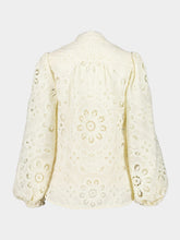 Zimmermann Ivory Rhiannon Embroidered High-Neck Blouse