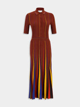 Gabriela Hearst Burnt Sienna Calypso Pinstripe Knit Dress